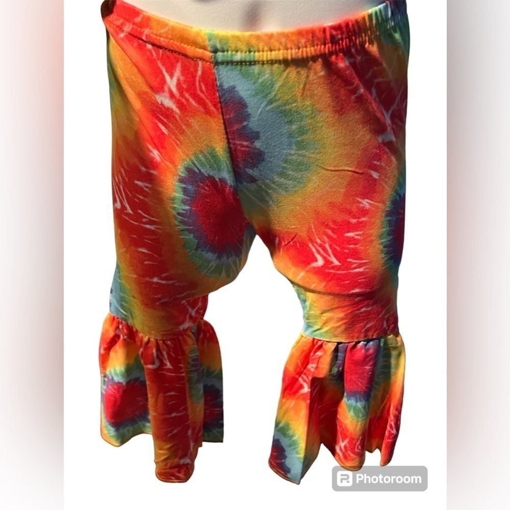 Good Vibes Only Tie Dyed Rainbow Red Blue Orange Shirt and Pant Set - Picture 4 of 4
